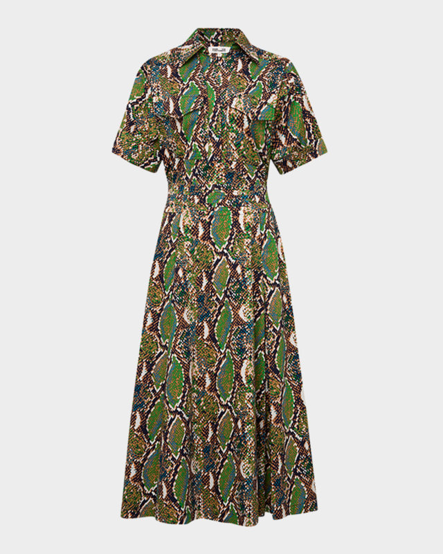 Hadara Snakeskin-Print Midi Shirtdress